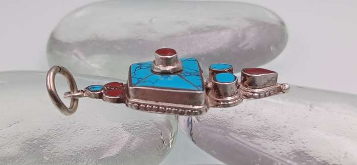 Turquoise Tibetan Sterling Silver Pendant
