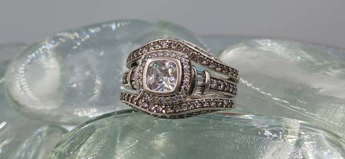 Cushion Sterling Silver Ring Set