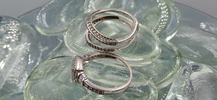 Cushion Sterling Silver Ring Set