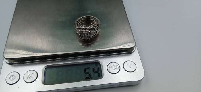Cushion Sterling Silver Ring Set