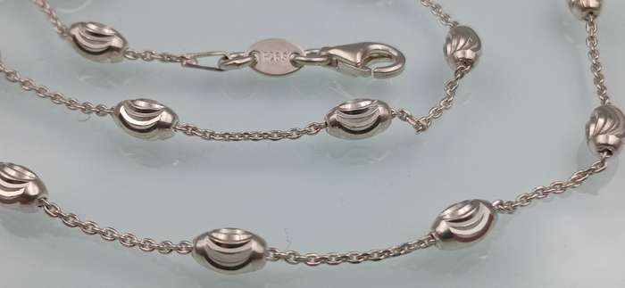 Sterling Silver Oval Moon Cut Bead Chain