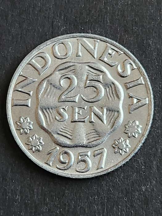 Indonesia 25 Sen 1957 (BU) Aliminium Coin