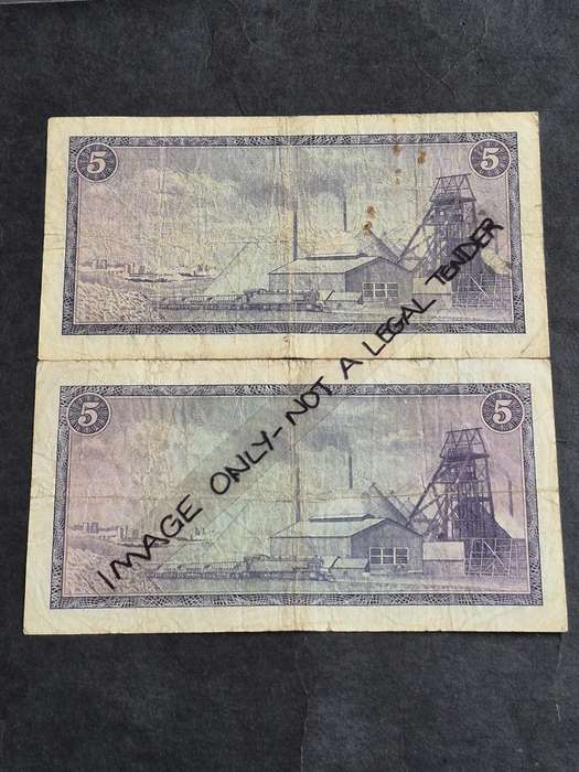 2 x TW de Jongh Five Rand 3rd issue 1975