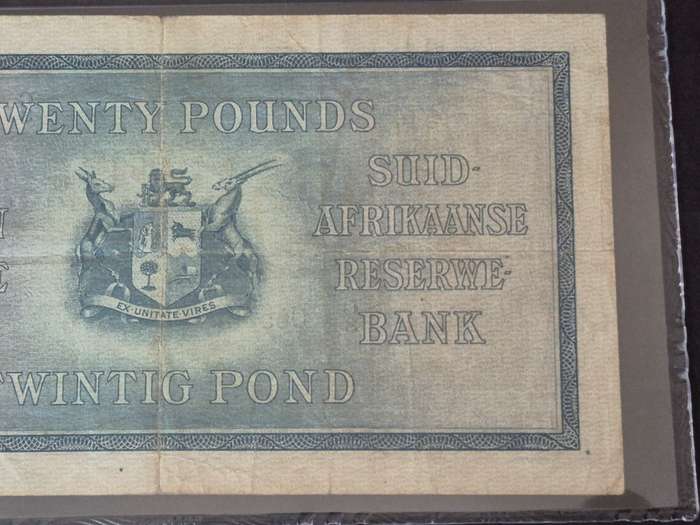 SA 20 Pounds 1933 J Postmus rare Bank Note 4 September 1933 E/A