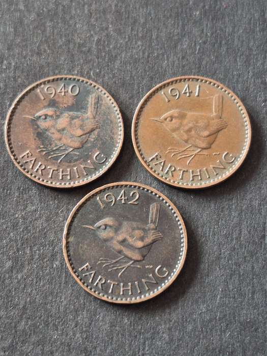 3 x UK Farthing 1940/1941/1942