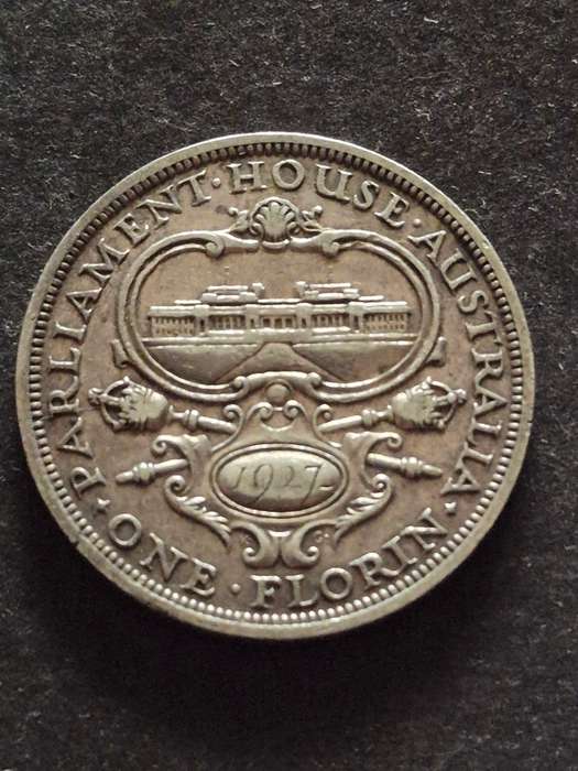 Australia One Florin 1927 .925 Silver VF+