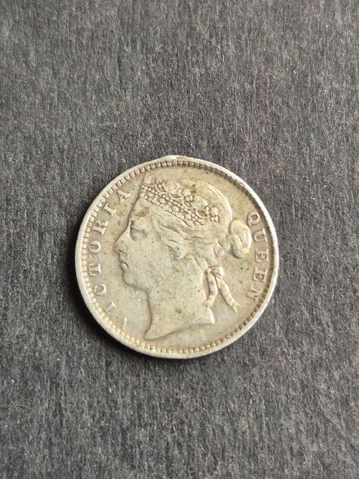 Strait Settlements 10 Cents 1887 Silver Queen Victoria