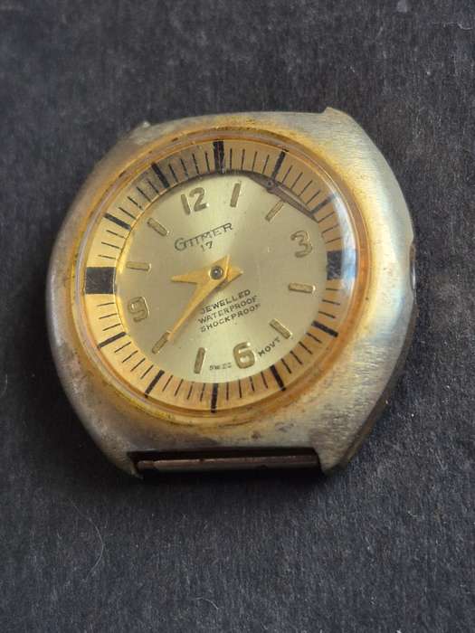 Vintage Gttmer 17 Jewelled Waterproof Shockproof Men's Wrist Watch (not working)