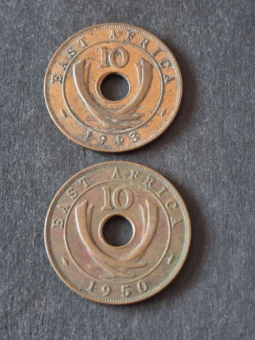 2 x East Africa 10 Cents 1943/1950