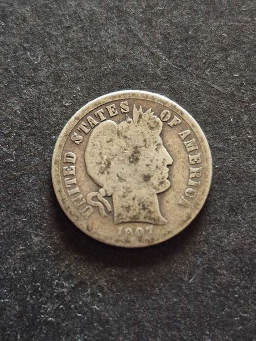USA Barber Dime 1907 Silver