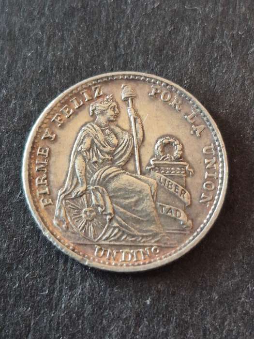 Peru One Dinero 1910 Silver