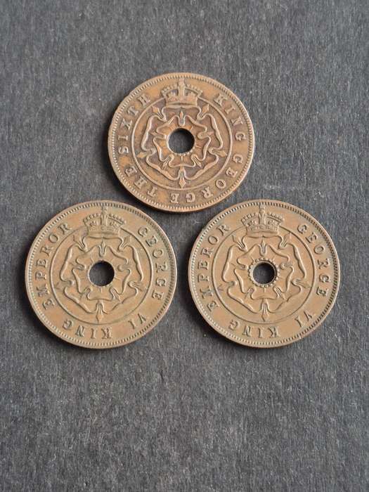 3 x Southern Rhodesia One Pennies,  1 by 1951 and 2 by 1947