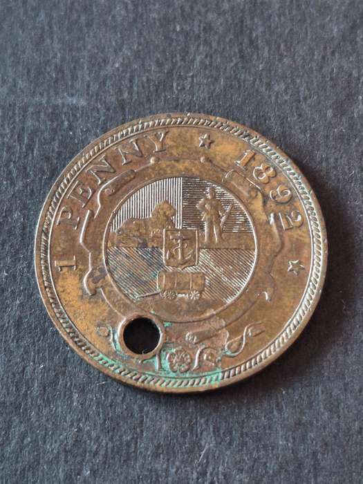 ZAR Penny 1892 (hole on coin)