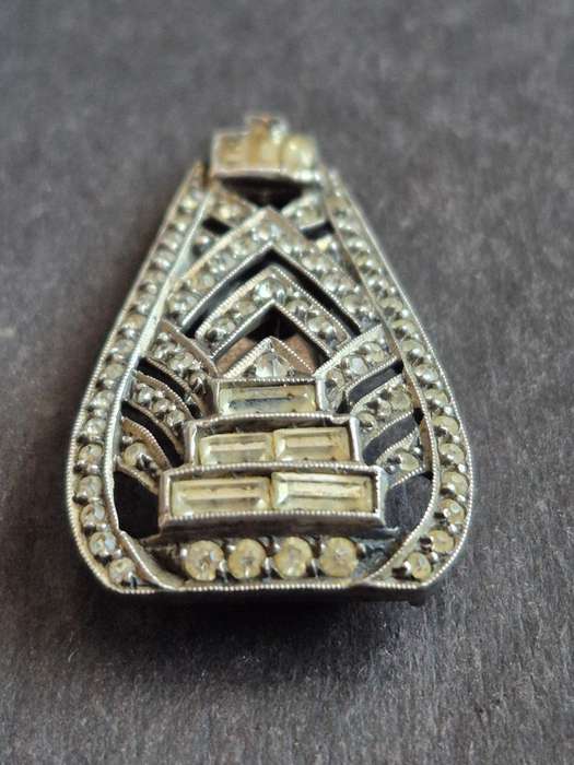 Art Deco Silver Dress Clip Earrings with Marcasite Stones stamped .935 total weight 14.3g