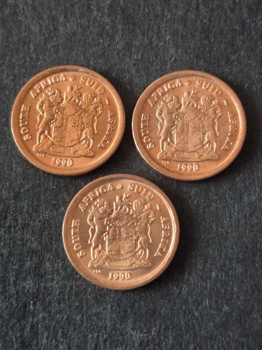 3 x SA One Cents 1990 BU