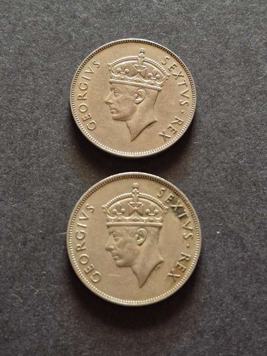 2 X East Africa One Shilling 1950