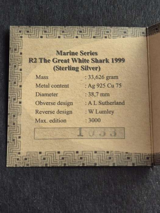 Marine Series Two Rand 1999 The Great White Shark Sterling Silver