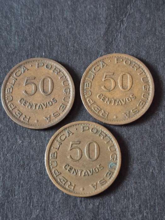 3 x Republica Portuguesa Mozambique 50 Centavos 1957
