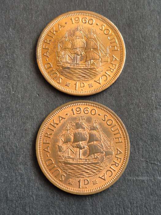 2 x Union Pennies 1960 UNC