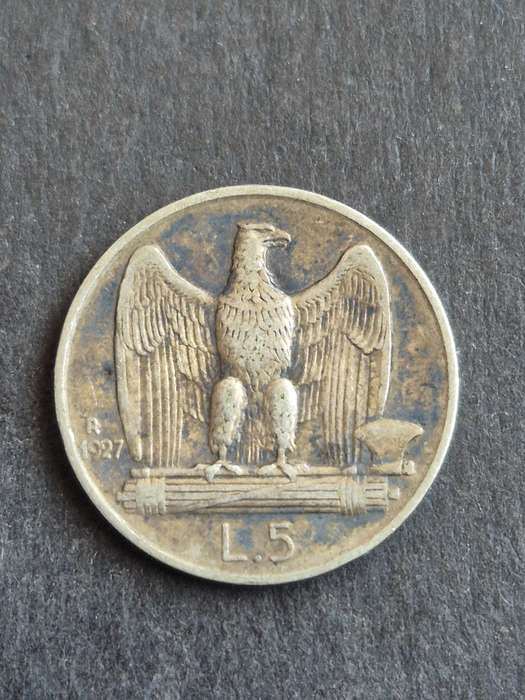 Italy 5 Lire 1927R Silver