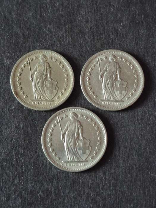 3 x Swiss Francs 1968/1969/1970