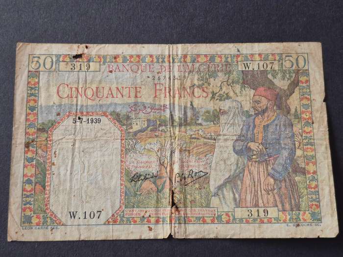 Algeria 50 Francs 1939(tears)