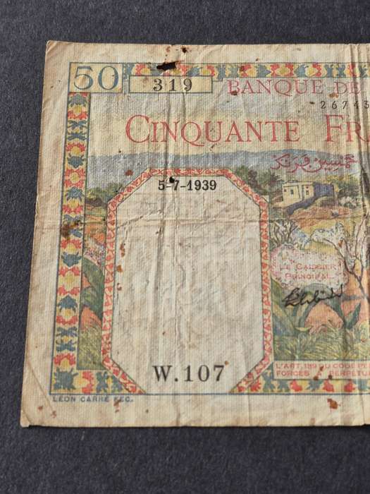 Algeria 50 Francs 1939(tears)