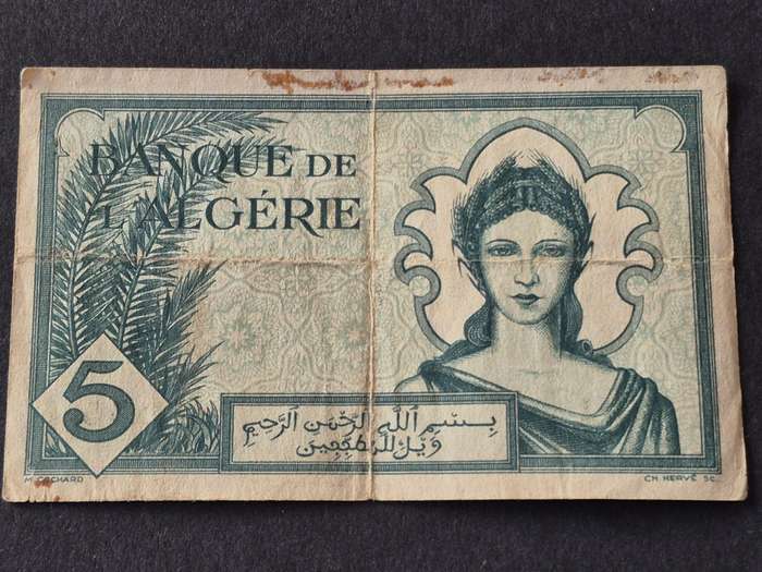 Algeria 5 Francs 6/11/1942 WW2
