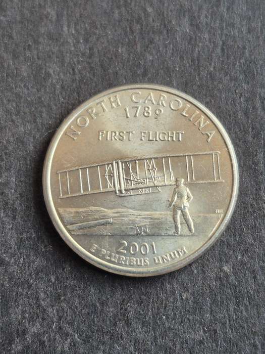 USA 1/4 Dollar North Carolina 1789 First Flight 2001P