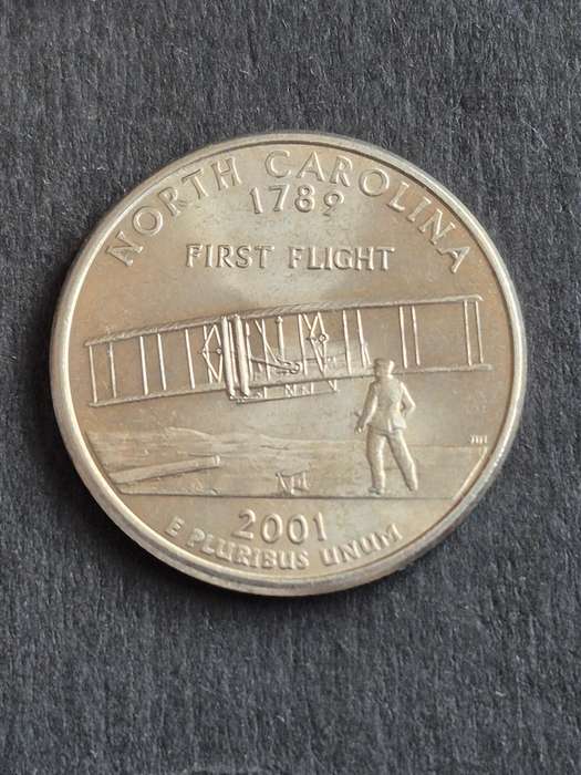 USA 1/4 Dollar North Carolina 1789 First Flight 2001P