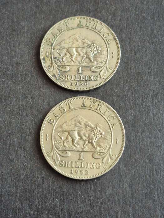 2 x East Africa One Shillings 1950/1952