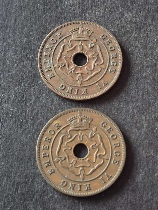 2 x Southern Rhodesia One Pennies 1944/1947