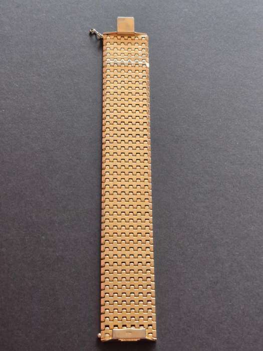 Vintage Italian Gold Plated Articulated Cuff Bracelet 22 Carat Hard Gold Clad 92g