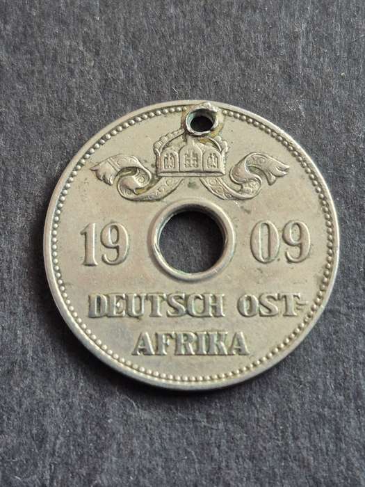 Deutsche Ostafrika 10 Heller 1909J - Filler coin - holed