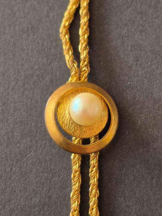 Vintage Gold Plated Necklace with Pearl Charm total weight 11.4g