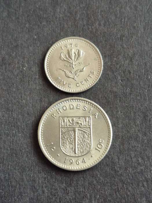 Rhodesia 5 Cents 1976 and 10 Cents 1964