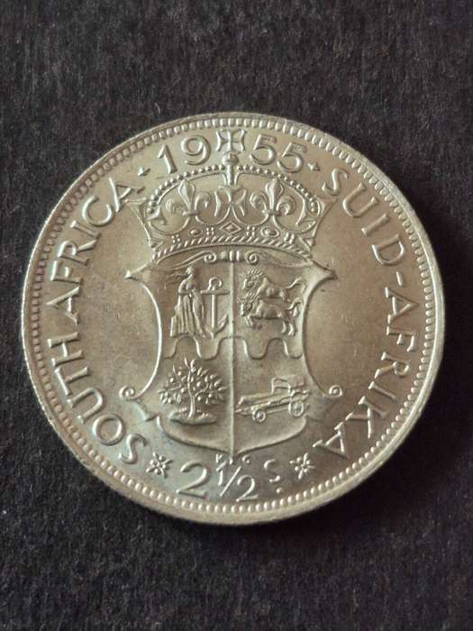 Union 2 1/2 Shillings 1955 Silver EF+/UNC