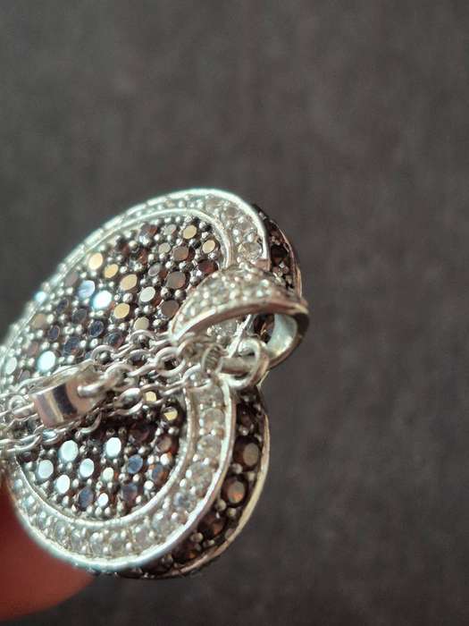 Sterling Silver Heart Shaped Pendant and Chain 12.6g .925 Silver