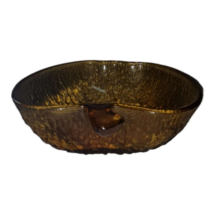 Italian textured bark glass apple shaped fruit or serving bowl