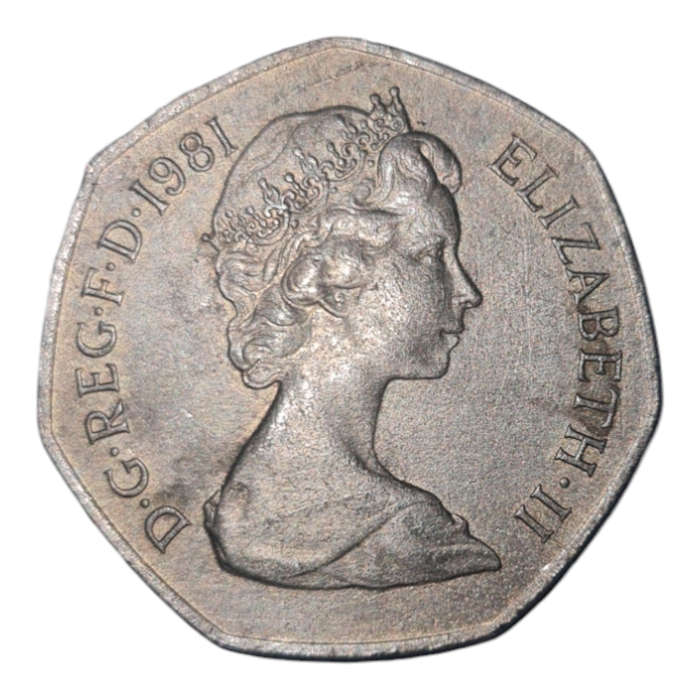 1981 United Kingdom Queen Elizabeth II 50 Pence Coin