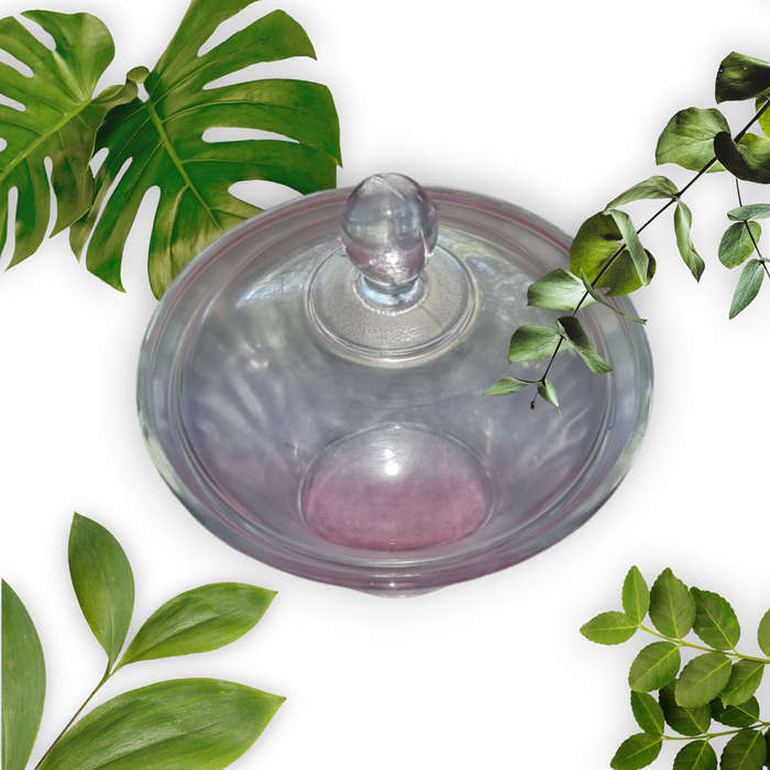 Vintage Glass Lidded Bowl Candy Dish Jar Glass Elegant Jar Heavy Glass