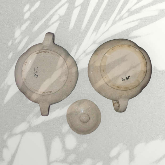 Pearl glaze creamer and sugar jar