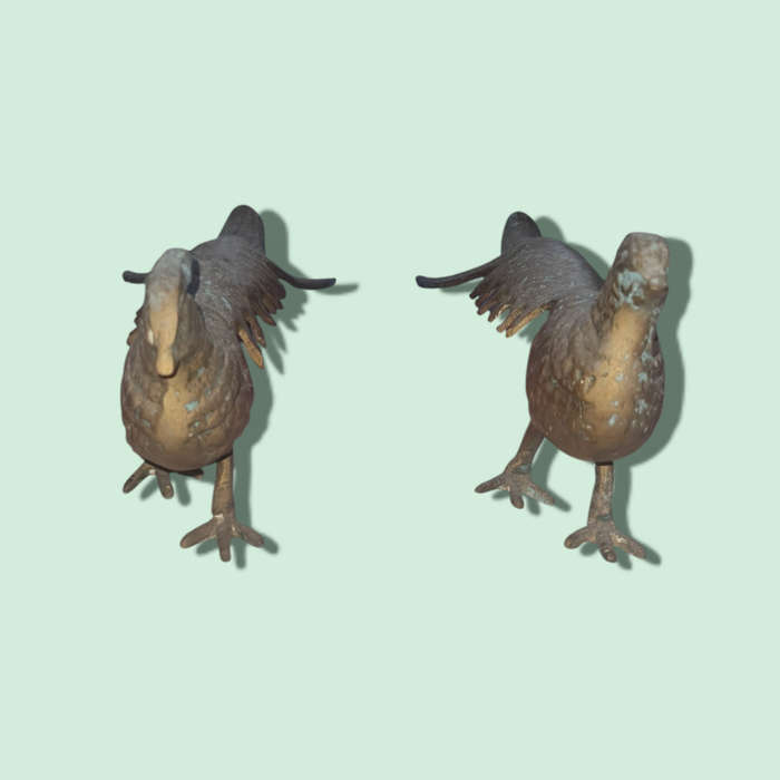 Vintage Pair of Metal Peacock Pheasant Figurines Bird Ornament Décor