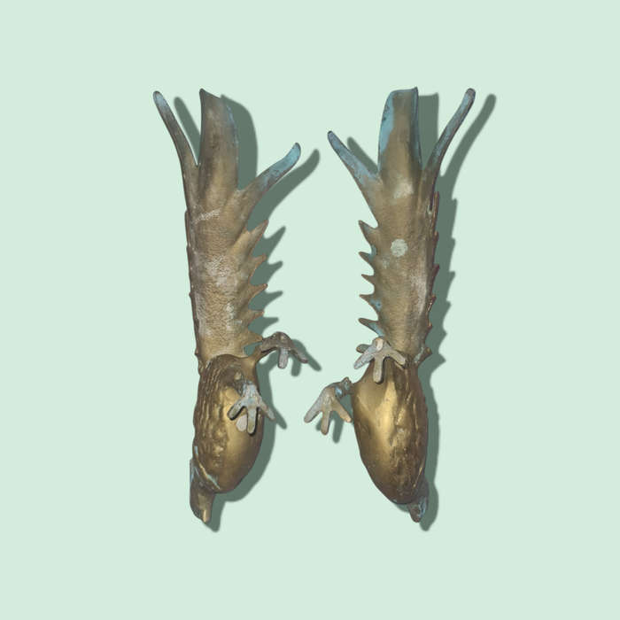 Vintage Pair of Metal Peacock Pheasant Figurines Bird Ornament Décor