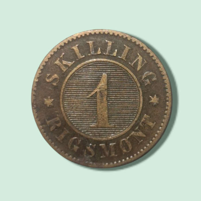 Denmark 1856 1 Skilling Rigsmont Frederik VII Coin