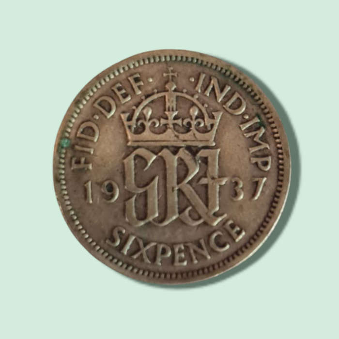 1937 Lucky Silver Sixpence Coin Great Britain