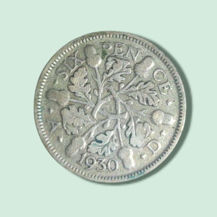 1930 Great Britain 6 Pence Silver Coin