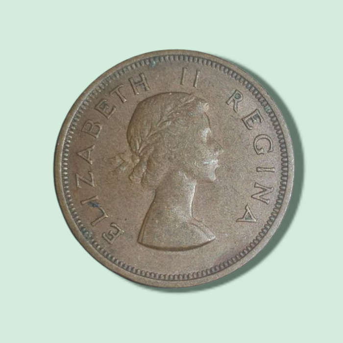 Africa South 1 Penny 1956. Large One Cent coin.