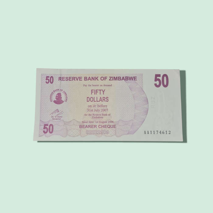 Zimbabwe 20 Dollars Banknote