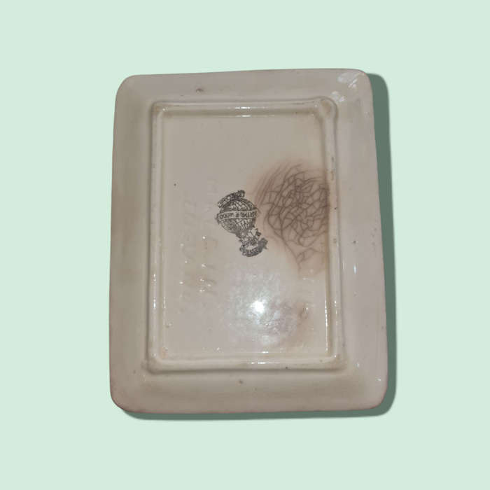 English Hand Painted Butter Dish With Flower. Arthur Wood Art Deco California Pattern